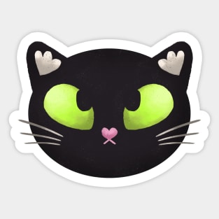 Funny Black Cat With Green Eyes Sticker